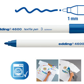 Marcatore edding 4600 blu p.conica 1mm per tessuto