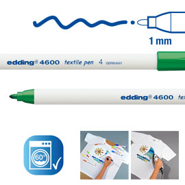 Marcatore edding 4600 verde p.conica 1mm per tessuto
