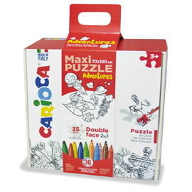 Maxipuzzle adventures 35 pz + 36 pennarelli carioca