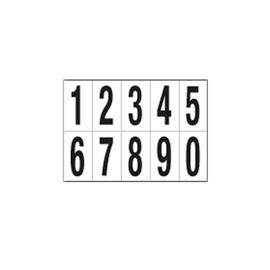 Numero adesivo da 0 a 9 - pvc - 70 x 124 mm - 10 et/fg - 1 foglio - nero/bianco