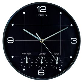 Orologio da parete Ø30,5cm con 4 fusi on time unilux