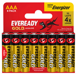 Pila ministilo aaa - 1,5v - eveready gold  - alcalina - energizer - blister 8 pezzi