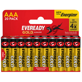 Pila ministilo aaa - 1,5v - eveready gold  - alcalina - energizer - blister 20 pezzi