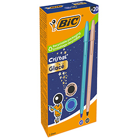 Penna sfera cristal glacè - 1.0 mm - fusto blu e rosa - bic - conf. 20 pezzi