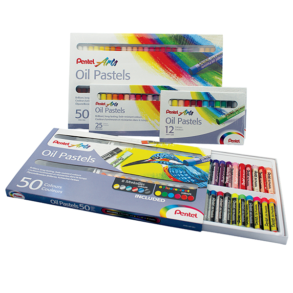 Pastelli a olio - colori e confezionamenti assortiti - pentel - expo 30 pezzi