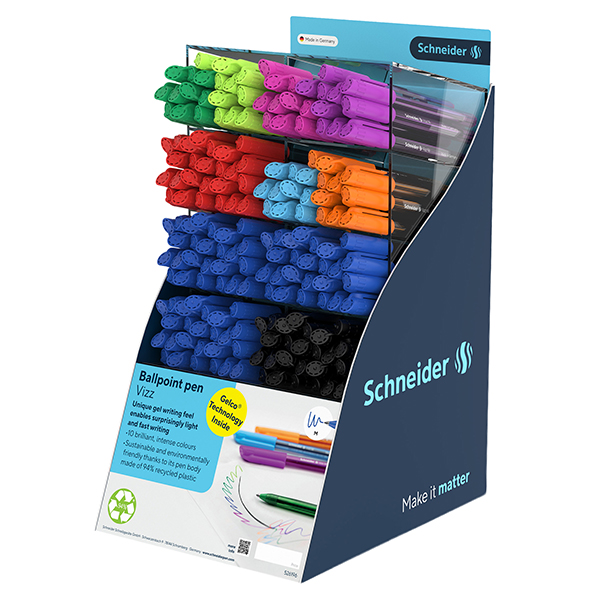 Penna sfera vizz - punta m - colori assortiti - schneider - expo 185 pezzi
