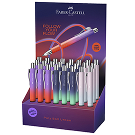 Penne a sfera poly ball flow - xb - fusto colori assortiti - faber-castell - expo da 24 pezzi