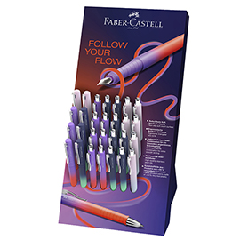 Poly ball + poly pen flow - fusto colori assortiti - faber-castell - expo da 28 pezzi