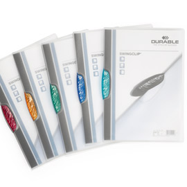 Pack 5 cartelline con clip colorata swingclip durable