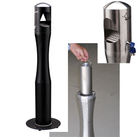 Posacenere da terra a colonna inox nero
