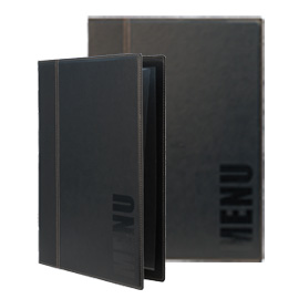 Porta menu' a4-24x34cm nero trendy con 1 inserto doppio