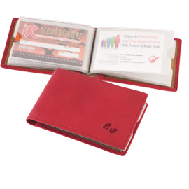 Portacards 24 tasche in vera pelle rosso 105x75mm niji