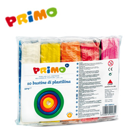 Panetto plastilina 10 colori da 55gr primo