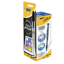Promo box 12 whiteboard velleda® liquid ink pocket bic® blu +cristal®stylus