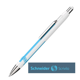 Penna a sfera a scatto epsilon epsilon bianco/azzurro punta xb schneider