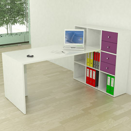 Postazione home-office 9 caselle l169 x p104 x h104cm bianco