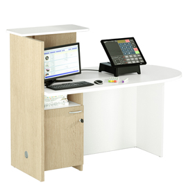 Postazione reception concept dx l145 x p83 x h117cm bianco/rovere