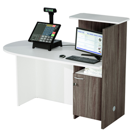 Postazione reception concept sx l145 x p83 x h117cm bianco/frass.tosc.