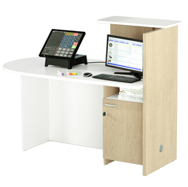 Postazione reception concept sx l145 x p83 x h117cm bianco/rovere