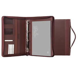 Portablocco office con manico in ecopelle c/zip dim. 28x36cm marrone intempo