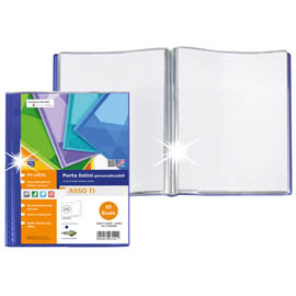 Portalistini asso ti - personalizzabile - pp liscio - 15 x 21 cm - 60 buste -  blu - sei rota