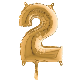 Palloncino - numero 2 - h 36 cm - mylar -  oro - big party