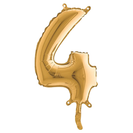 Palloncino - numero 4 - h 36 cm - mylar - oro - big party