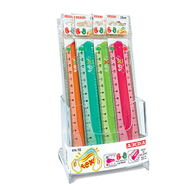 Righello flexi - 15 cm - colori assortiti - arda - expo 15 pezzi