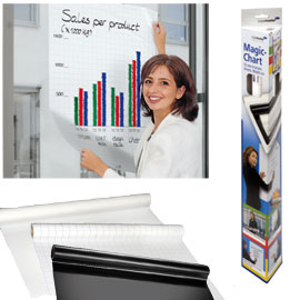 Rotolo 25fg elettrostatici 60x80cm bianco lucido magic chart legamaster
