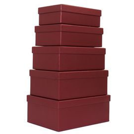 Set scatole regalo - dimensioni assortite - fantasia burgundy - conf. 5 pezzi