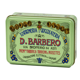Scrigno regalo - con torroni ricoperti friabili - 100 gr - metallo - verde - barbero
