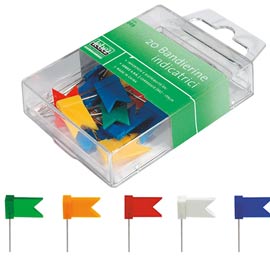 Scatola 20 spilli a bandierina bianco art.269