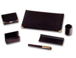 Servizio scrittoio classic marrone in similpelle 6 pezzi