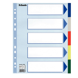Separatore neutro in ppl 5 tasti colorati f.to a4 maxi 24,5x29,7cm esselte