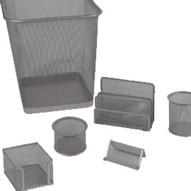 Set scrivania 6 accessori in rete metallica nero 1426 lebez