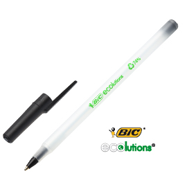 Scatola 60 penne a sfera bic® ecolutions™ round stic™ nero 1.0mm