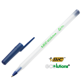Scatola 60 penne a sfera bic® ecolutions™ round stic™ blu 1.0mm