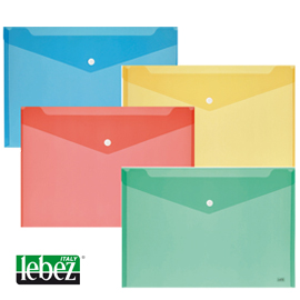 Set 5 buste con bottone a4-33,5x23,5cm colori assortiti lebez art.2192
