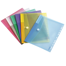 Set 12 buste forate ppl con velcro colori assortiti tarifold