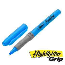 Scatola 12 evidenziatori blu highlighter grip bic