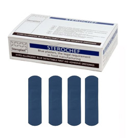 Scatola 100 cerotti 2x7cm blu detectable