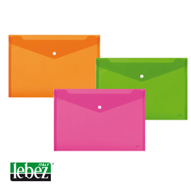 Set 5 buste con bottone a5-24x18,5cm colori fluo ass. Lebez art.80439