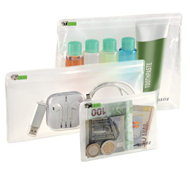 Set 3 buste traveller con zip f.to xs-s-m leitz complete