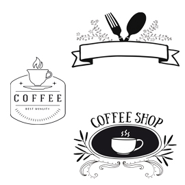 Set 3 stencil a tema cibobevande per vetri securit