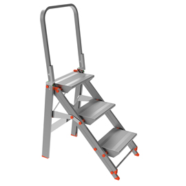 Scala sgabello alluminio 3 gradini con parapetto class piu'