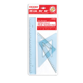 Set disegno per mancini riga 30cm e squadre da 45° e 60° arda