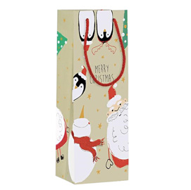 Shopper regalo happy christmas 12x35x10cm kartos
