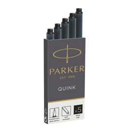 Scatola 5 cartucce parker quink nero permanente