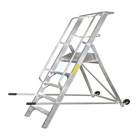 Scala alluminio doppia c/ruote e piattaforma 5 gradini castello 05