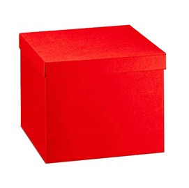 Scatola c/coperchio 30x30x24cm seta rosso scotton